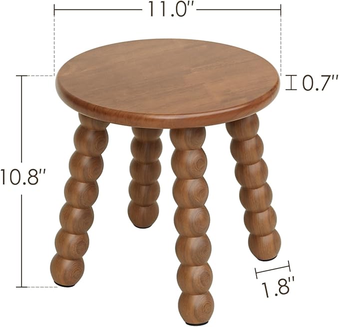 Masupu Solid Wooden Step Stool for Adults Kids, 11 inch Small Foot Stool, Non-Slip One Step Stool, Sturdy Foot Stool for Bathroom, Bedroom, Kichen, Plant Stand(Walnut Brown)