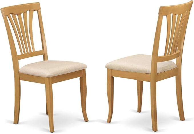 East West Furniture NDAV3-OAK-C 3 Piece Dining Room Table Set Contains a Rectangle Kitchen Table with Dropleaf and 2 Linen Fabric Upholstered Dining Chairs, 30x48 Inch, Oak