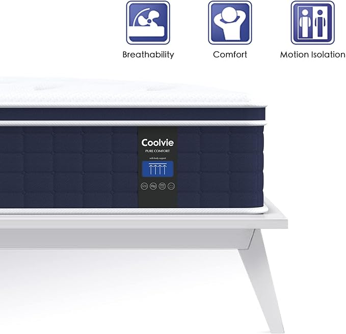 Coolvie 12 Inch Hybrid Twin XL Mattress -Firm Feel -Support Foam with Strong Pocket Springs - Extra Lumbar&Shoulder Support for Back&Stomach Sleepers, CertiPUR-US® Certified Foam,XL Long Size
