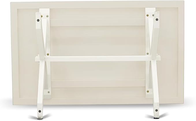 East West Furniture X027MZ001-9 9 Piece Modern Dining Table Set Includes a Rectangle Wooden Table with X-Legs and 8 Cream Linen Fabric Upholstered Chairs, 40x72 Inch, Multi-Color