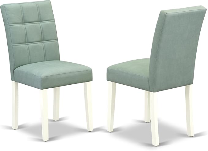 East West Furniture DOAS7-LWH-43 7 Piece Kitchen Dining Table Set Contain A Mid Century Dining Table and 6 Willow Green Polyester Fabric Dining Room Chairs, Linen White