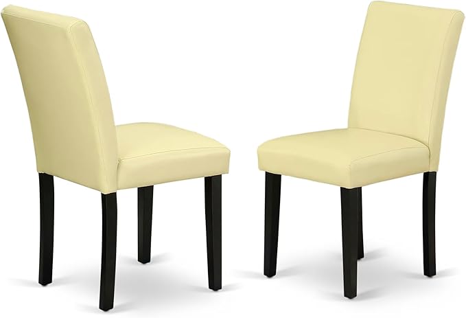 East West Furniture DUAB7-BLK-73 7 Piece Kitchen Table & Chairs Set Consist of a Rectangle Dining Room Table and 6 Eggnog Faux Leather Upholstered Chairs, 36x60 Inch, Black