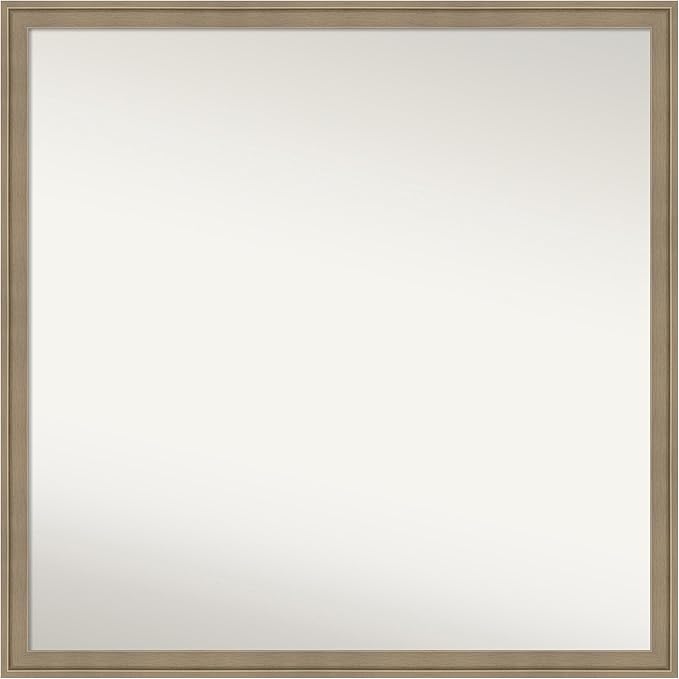 Amanti Art Grey Bathroom Mirror for Over Sink, 28x28 Florence Grey Square Vanity Mirror, Large Casual Frame, Hangs Horizonally and Vertically, Bathroom Wall Decor, Non-Beveled Edge from WI, USA