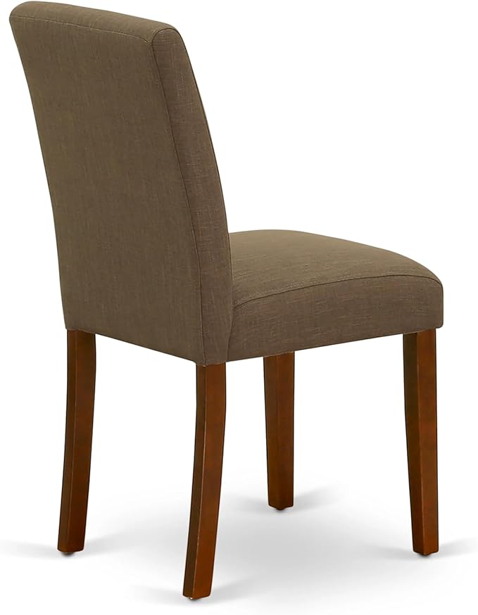 East West Furniture ANAB5-MAH-18 5 Piece Dining Table Set for 4 Includes a Round Kitchen Table with Pedestal and 4 Coffee Linen Fabric Upholstered Chairs, 36x36 Inch, Mahogany