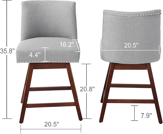 Counter Height Barstools Set of 4,360° Swivel Bar Stools with Back,26 inch Modern Counter barstools,Upholstered Bar Tall Stools for Kitchen Counter,Kitchen Island,Bar, Home (Light Gray, SET OF 4)