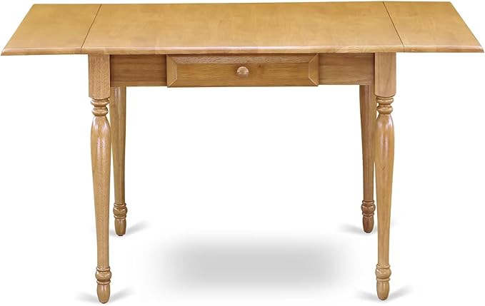 East West Furniture MZAV3-OAK-W 3 Piece Dining Room Table Set Contains a Rectangle Kitchen Table with Dropleaf and 2 Dining Chairs, 36x54 Inch, Oak