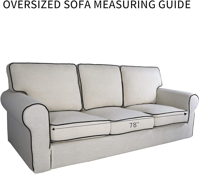 PureFit Reversible Sofa Couch Cover Water Resistant Couch Covers for 3 Cushion, Washable Furniture Cover with Non-Slip Foam and Adjustable Strap for Dogs, Pets (Oversized Sofa, Camel/Ivory)