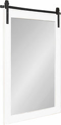 Kate and Laurel Cates Farmhouse Wood Framed Wall Mirror, 24 x 38, White, Barn Door-Inspired Rustic Mirrors for Wall