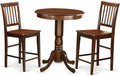 East West Furniture EDVN3-MAH-W 3 Piece Kitchen Counter Height Dining Table Set Contains a Round Wooden Table with Pedestal and 2 Dining Chairs, 30x30 Inch, Mahogany