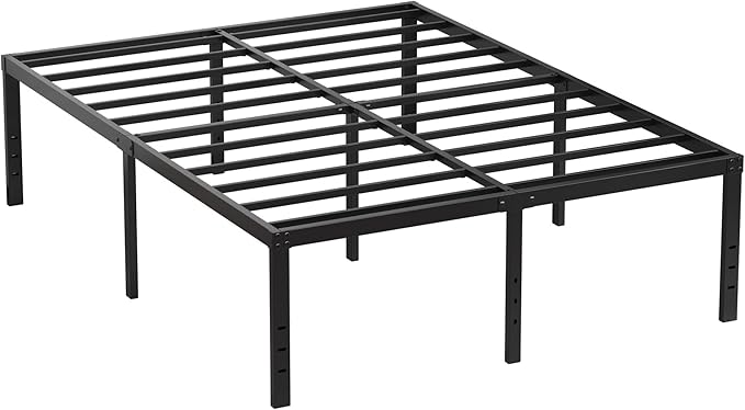 EMODA 20 Inch King Bed Frame No Box Spring Needed, Heavy Duty Tall Metal Platform with Large Storage Space, Noise Free, Easy Assembly, Black