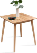OGMILL 27.6" Small Square Dining Table for 2, Space-Saving Natural Kitchen Dinner Table Rustic Wood Mid Century Modern Table with Solid Wood Leg for Small Spaces