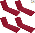 Chaise Lounge Cushions Outdoor Set of 4 - Waterproof and Fade Resistant Sun Lounger Replacement Cushions - Patio Lounger Pads with Removable Cover for Pool, Deck, Lawn, 72 x 21 x 3 Inch, Red