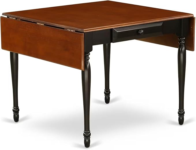 East West Furniture MZNO3-BCH-W 3 Piece Dining Table Set for Small Spaces Contains a Rectangle Dining Room Table with Dropleaf and 2 Wooden Seat Chairs, 36x54 Inch, Black & Cherry