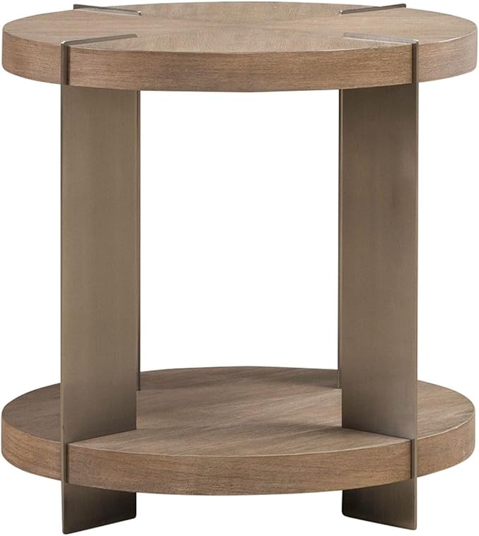 Liberty Furniture Harlow Living Room Round End Table - Sandstone & Satin Nickel