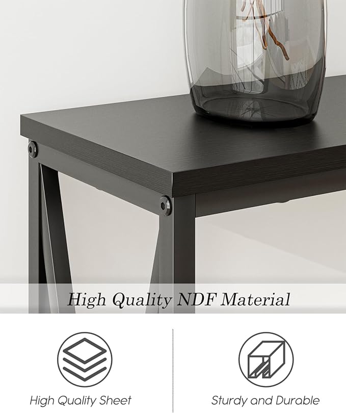 Masupu 70.9" Console Table, Modern Narrow Long Sofa Table Behind Couch, Skinny Entry Table, Industrial Sofa Table with Metal Frame for Hallway, Living Room, Classic Black…