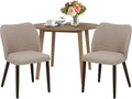 COLAMY 3-Piece Extendable Dining Table Set for 2, 36" Kitchen Round Wood Table with 2 Wooden Dining Room Chairs,Light Brown/Camel