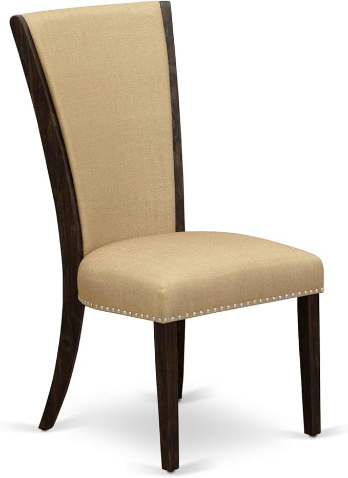 East West Furniture X777VE703-6 6 Piece Dining Set Contains a Rectangle Dining Room Table with X-Legs and 4 Brown Linen Fabric Parson Chairs with a Bench, 40x72 Inch, Multi-Color