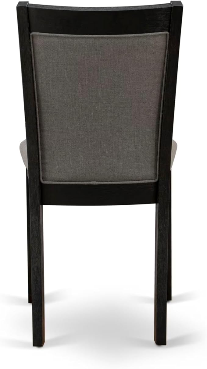 East West Furniture V627MZ650-9 9 Piece Kitchen Table Set Includes a Rectangle Dining Room Table with V-Legs and 8 Dark Gotham Grey Linen Fabric Parsons Chairs, 40x72 Inch, Multi-Color