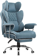 COMHOMA Big and Tall Office Chair, High Back Leather Gaming Chair with Footrest, Executive Ergonomic Office Chair with Pocket Spring Lumbar Support and with Outward Fixed Soft Armrests