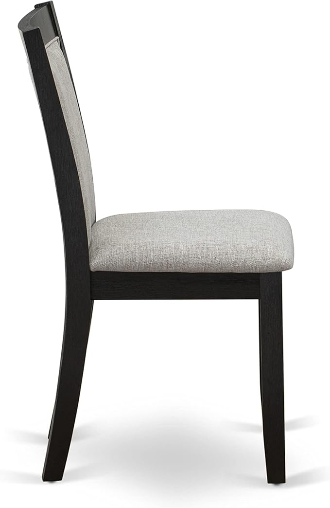 East West Furniture X627MZ606-9 9 Piece Modern Dining Table Set Includes a Rectangle Dining Room Table with X-Legs and 8 Shitake Linen Fabric Upholstered Chairs, 40x72 Inch, Multi-Color