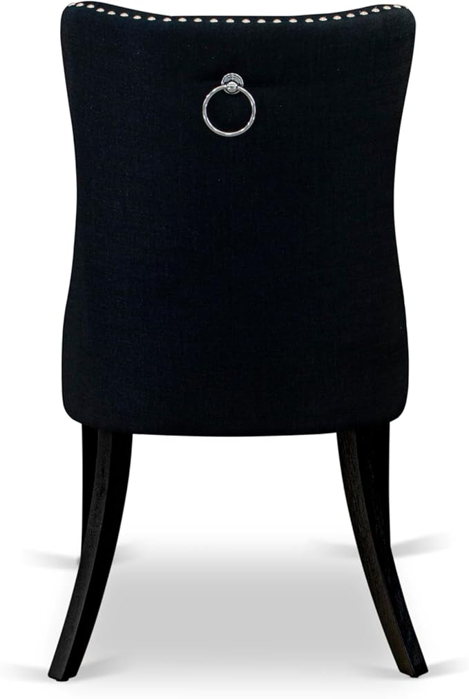 East West Furniture LGDA5-BLK-24 5 Piece Kitchen Table Set Contains a Rectangle Dining Table with Butterfly Leaf and 4 Polyester Fabric Upholstered Chairs, 42x84 Inch, Black