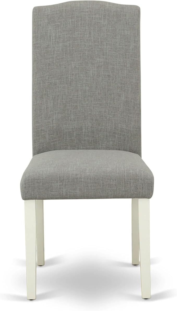 East West Furniture ANEN3-LWH-06 3 Piece Kitchen Table Set Contains a Round Dining Table with Pedestal and 2 Dark Shitake Linen Fabric Parson Dining Room Chairs, 36x36 Inch, Linen White
