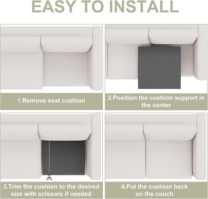 Couch Cushion Support for Sagging Seat, High-Density Curved Foam Sofa Furniture seat Couch Cushions Support Repair, 20"x20" Grey Set of 2