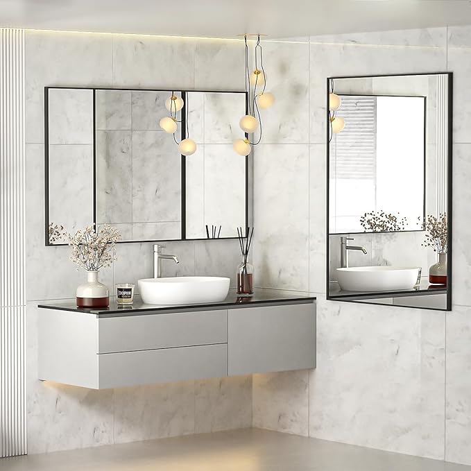 Koonmi Black Mirrors for Wall, 36x60 Inch Bathroom Mirror, Rectangular Wall Mirror for Living Room Bedroom Bathroom, Hangs Horizontally or Vertically