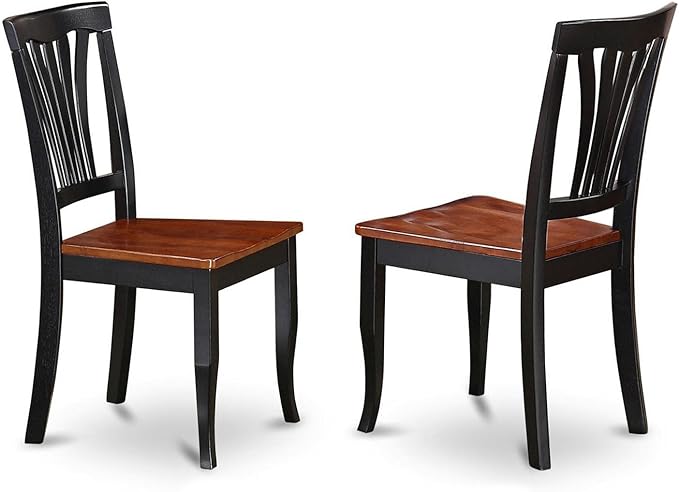 East West Furniture SUAV5-BCH-W 5 Piece Dining Room Furniture Set Includes a Round Dining Table with Dropleaf & Shelves and 4 Wood Seat Chairs, 42x42 Inch, Black & Cherry