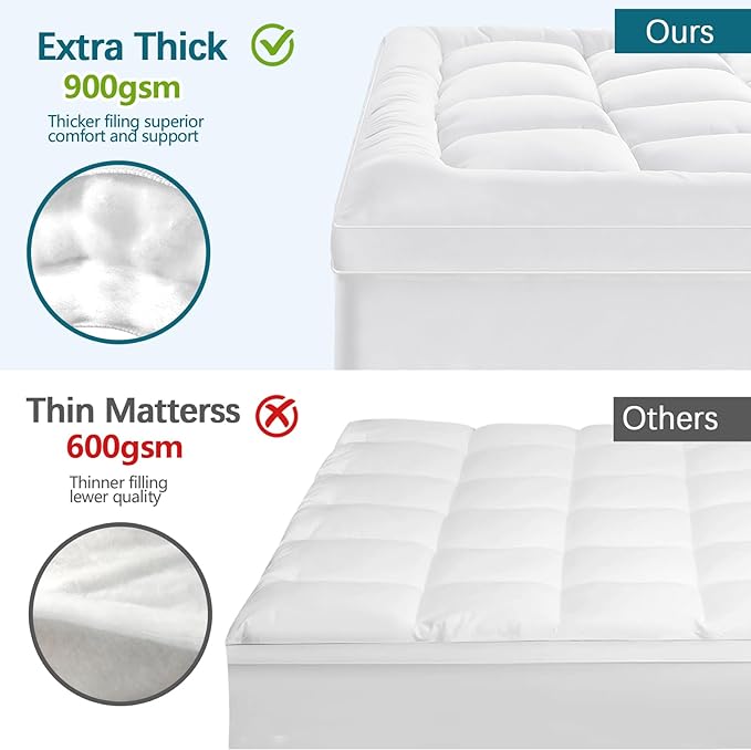CYMULA Twin XL Mattress Topper - Soft Cooling Mattress Pad for College Dorm Room Essentials - Extra Thick Long Protector Cover for Back Pain, Single Bed Topper Pillow Top with 8''-21'' Deep Pocket