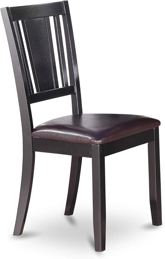 East West Furniture LGDU9-BLK-LC 9 Piece Kitchen Table Set Includes a Rectangle Dining Room Table with Butterfly Leaf and 8 Faux Leather Upholstered Chairs, 42x84 Inch, Black