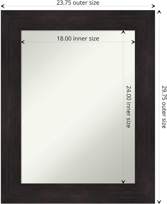 Amanti Art Silver Bathroom Mirror for Over Sink, 26x20 Florence Silver Rectangle Vanity Mirror, Medium Casual Frame, Hangs Horizonally and Vertically, Bathroom Wall Decor, Non-Beveled Edge