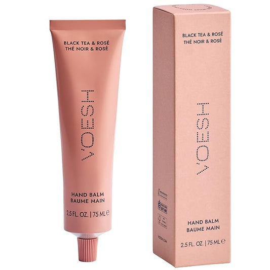 VOESH Vegan Hand Balm Black Tea & Rosé 2.5 oz – K-Beauty Korean Skincare Hand Cream for Dry Hands – Non-Greasy Fast-Absorbing Moisturizer with Turmeric Mango Butter and Squalane – Travel Size