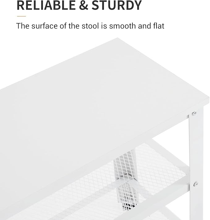 Apicizon White Shoe Rack, 35.5 Inches 3-Tier Shoe Rack for Entryway with Long Seat and Metal Shelves for Garage, Entryway Bench for Hallway Front Door, Mudroom, Doorway, Living Room, Bedroom