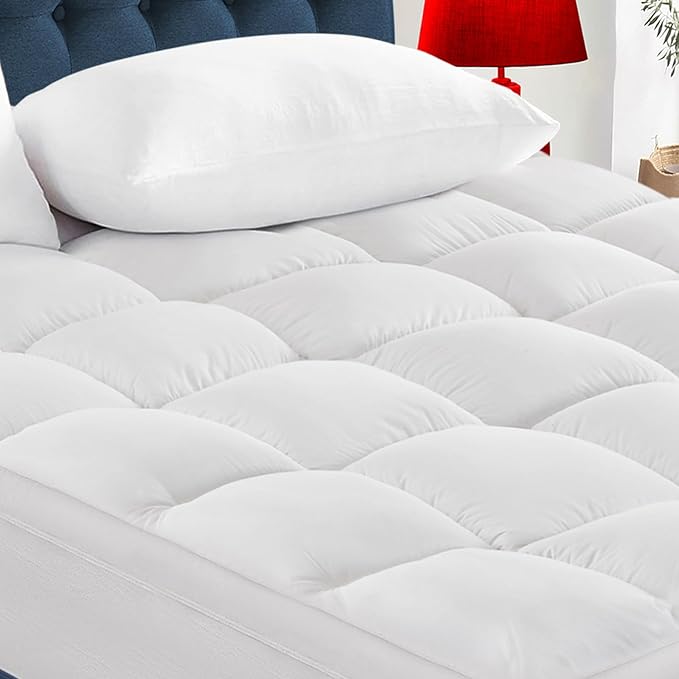 CYMULA Queen Mattress Topper for Back Pain - Extra Thick Cooling Mattress Pad Cover for Queen Size Bed - Soft Mattress Protector Pillow Top with 8-21 Inch Deep Pocket 3D Snow Down Alternative Fill