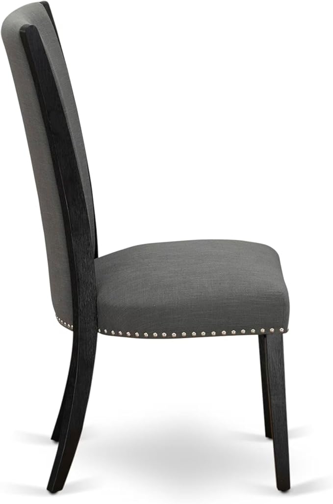 East West Furniture V626VE650-6 6 Piece Kitchen Table Set Contains a Rectangle Dining Table with V-Legs and 4 Dark Gotham Linen Fabric Parson Chairs with a Bench, 36x60 Inch, Multi-Color