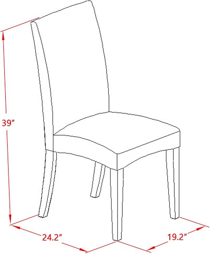 East West Furniture V626DR124-7 7 Piece Dining Set Consist of a Rectangle Dining Room Table with V-Legs and 6 Black Color Linen Fabric Upholstered Chairs, 36x60 Inch, Multi-Color