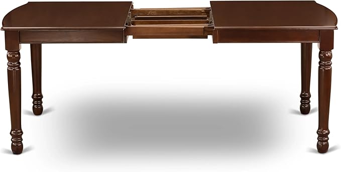 East West Furniture DOT-MAH-T Dover Dining Table - a Rectangle Wooden Table Top with Butterfly Leaf & Stylish Legs, 42x78 Inch, Mahogany