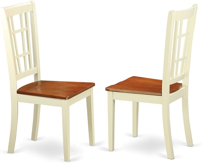East West Furniture QUNI7-WHI-W 7 Piece Kitchen Table Set Consist of a Rectangle Dining Table with Butterfly Leaf and 6 Dining Chairs, 40x78 Inch, Buttermilk & Cherry