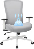 Office Chair, Mesh Desk Chair Executive Computer Chair, 400lbs Big and Tall Office Chair for Heavy People, Home Office Desk Chair with Lumbar Support ＆Adjustable Height, White