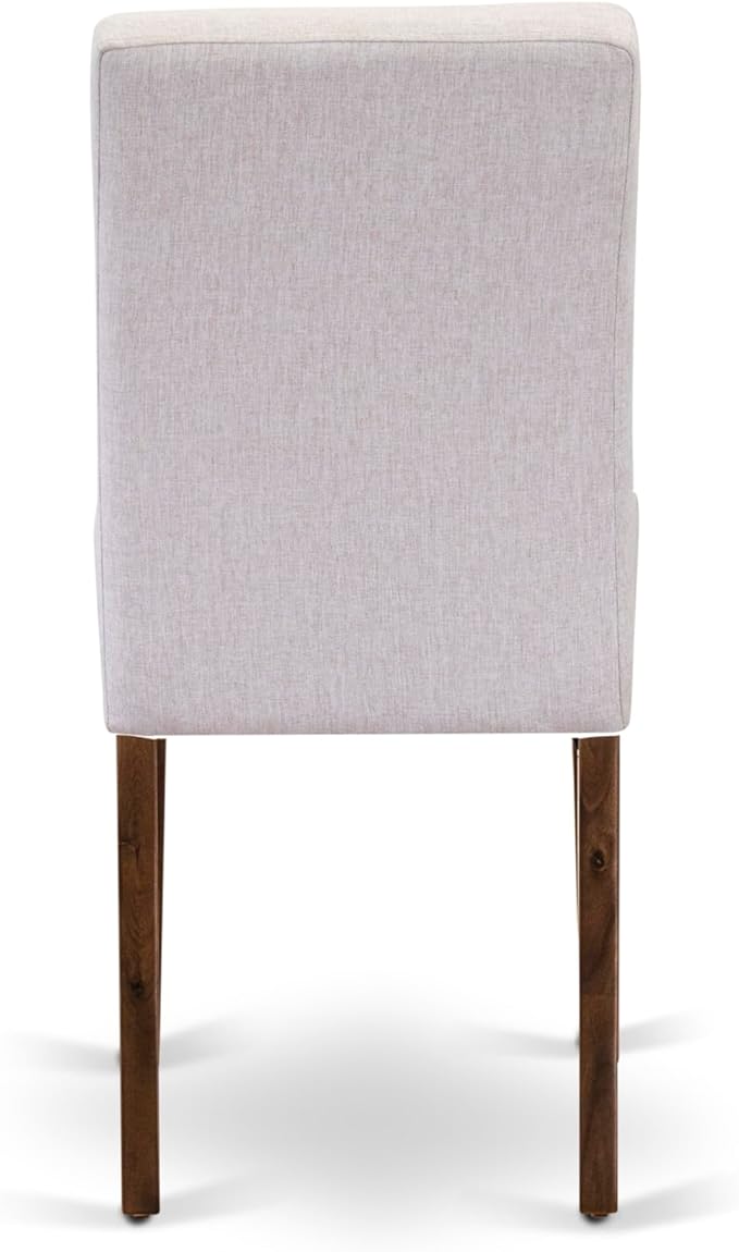 East West Furniture DLAS3-AWA-08 3 Piece Dinner Table Set Includes A Mid Century Modern Table and 2 Mist Beige Polyester Fabric Dinning Chairs, Antique Walnut