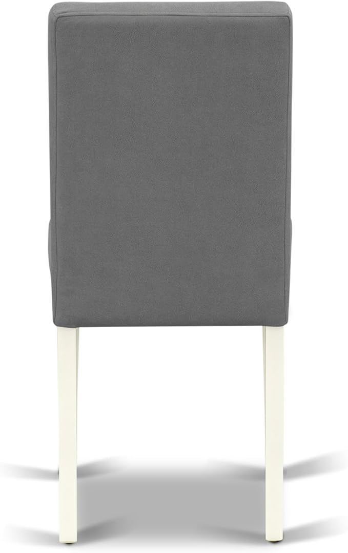 East West Furniture VAAS5-LWH-41 5 Piece Dining Table Set consists A Modern Dinner Table and 4 Platinum Gray Polyester Fabric Mid-Century Chairs with Stylish Back- Linen White Finish