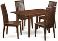 East West Furniture PSIP5-MAH-W 5 Piece Dinette Set for 4 Includes a Rectangle Dining Room Table with Butterfly Leaf and 4 Dining Chairs, 32x60 Inch, Mahogany