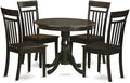 East West Furniture ANCA5-CAP-W 5 Piece Dining Set Includes a Round Dining Room Table with Pedestal and 4 Wood Seat Chairs, 36x36 Inch, Cappuccino