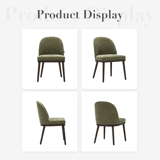 COLAMY Upholstered Dining Chairs Set of 6, Large Dining Room Kitchen Chairs with High Back and Deep Seat, Modern Fabric Dinner Chairs with Wood Legs, Green