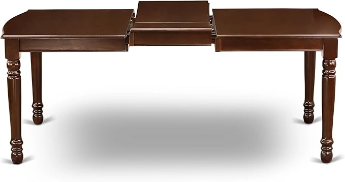 East West Furniture DOAS7-MAH-26 7 Piece Dining Table Set Contain A Dining Room Table and 6 Burgundy Polyester Fabric Upholstered Chairs, Mahogany