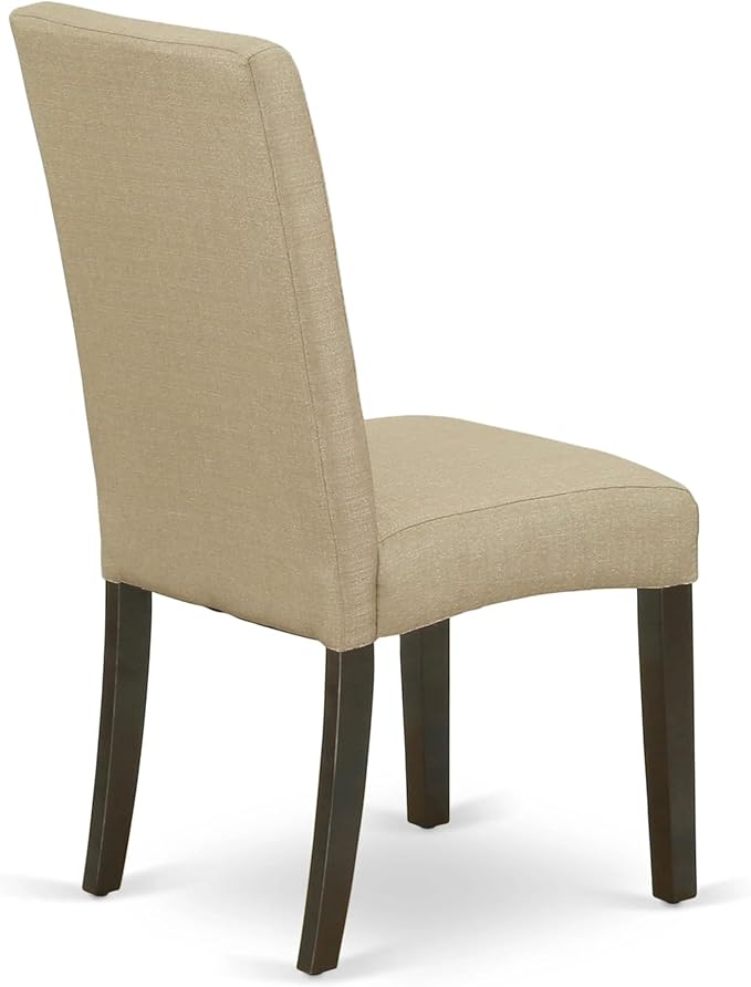 East West Furniture ANDR5-CAP-03 5 Piece Kitchen Table & Chairs Set Includes a Round Dining Room Table with Pedestal and 4 Brown Linen Fabric Parson Dining Chairs, 36x36 Inch, Cappuccino