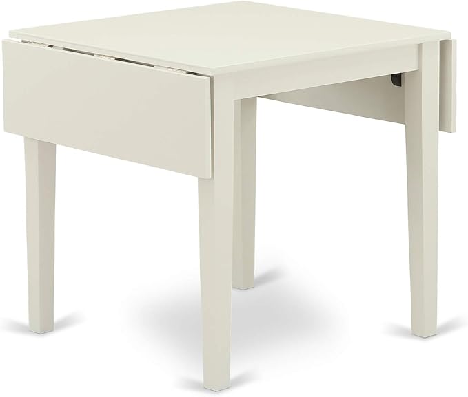 East West Furniture 1NDEN5-LWH-06 5 Piece Dining Table Set for 4 Includes a Rectangle Kitchen Table with Dropleaf and 4 Dark Shitake Linen Fabric Upholstered Chairs, 30x48 Inch, Linen White