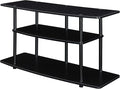 Convenience Concepts Designs2Go No Tools 3-Tier Wide TV Stand 42" - Entertainment Center for TVs up to 46 Inches, Modern TV Mount with Shelves for Living Room, Black/Black