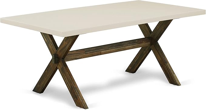 East West Furniture X727MZ748-5 5 Piece Dining Room Furniture Set Includes a Rectangle Dining Table with X-Legs and 4 Coffee Linen Fabric Upholstered Chairs, 40x72 Inch, Multi-Color
